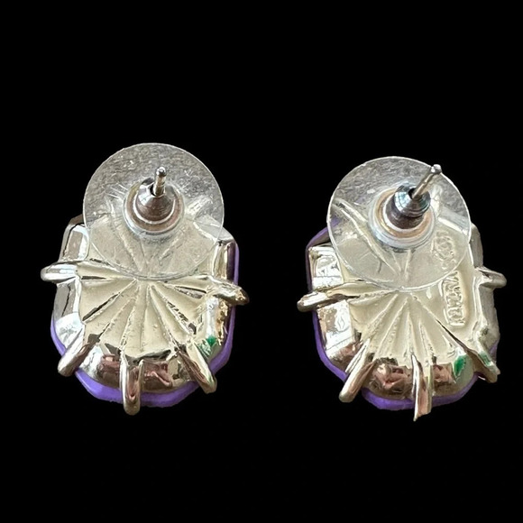 Rare Kendra Scott Morgan Gold Tone Multi Faceted Post Earrings Neon Purple - Picture 2 of 3